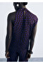 Polka Dot Pattern Draped Collar Blouse - 4