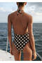 Polka Dot Patterned Halter Neck Swimsuit - 4