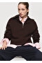 Contrast Collar Zippered Sweater
