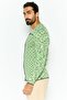 Men Round Neck Allover Print Long Sleeves Top, Green - 3