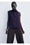 Polka Dot Pattern Draped Collar Blouse - 8