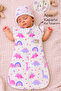 100% Cotton Patterned Baby Girl Sleeping Bag 0-6 Months Zippered Snap Sleeves Seasonal Hat Newborn - 3