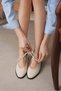 Elaine Beige Color Lace-Up Women's Ballerina Shoes