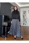Brown Polka Dot Piece Satin Skirt - 5