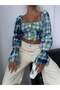 Plaid Patterned Cotton Crop Bustier - 2