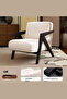Black Fabric Lounge Accent Chair Solid Wood Frame 73×60×77 cm Modern Armchair - 2