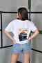 Unisex Crew Neck Printed Oversize Thirt White - 2