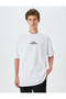 Cotton Oversize T-Shirt - Slogan Printed, Short Sleeve, Crew Neck - 3