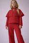 Girl's Suit Set with Cape and Brooch Closure Detail, Cotton 3-Piece Set - 5