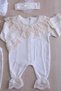 Baby Girl Beige Natural Cotton Fabric Lace Luxury 10-Piece Hospital Discharge Set Stl6407 - 6