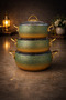 Caldora 6 Piece Granite Casserole Cookware Set Green with Gold Handles - 18/20/22 Deep