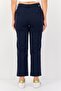 Women Cropped Fit Plain Chino Pants, Dark Navy - 3