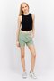 Women Stripe Denim Shorts, Green - 4