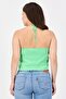 Women Halter Neck Sleeveless Solid Tank Top, Green - 3