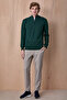 Hamnes Dark Green 100% Cotton Zippered Knitwear - 4