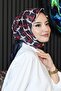 وشاح قطني بنقشة حلقات، باللون الأحمر