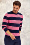 Burton Navy Blue - Pink 100% Cotton Round Neck Knitwear - 3