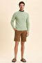 Dario Light Green 100% Cotton Hair Knit Crew Neck Sweater - 5