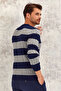 Burton Navy Blue - Gray 100% Cotton Round Neck Knitwear - 7