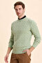 Dario Light Green 100% Cotton Hair Knit Crew Neck Sweater - 4