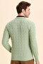 Dario Light Green 100% Cotton Hair Knit Crew Neck Sweater - 6