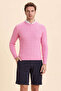 Dario Pink 100% Cotton Hair Knit Crew Neck Sweater - 3
