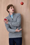 Dramen Gray Melange 100% Cotton Zippered Knitwear