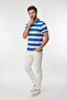 Mazzini Off-White - Sax 100% Cotton Striped Polo T-Shirt - 2