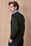 Gratengen Dark Khaki 100% Cotton V-Neck Knitwear - 6