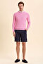 Dario Pink 100% Cotton Hair Knit Crew Neck Sweater - 4