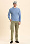 Dario Blue 100% Cotton Hair Knit Crew Neck Sweater - 5