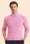 Dario Pink 100% Cotton Hair Knit Crew Neck Sweater - 2