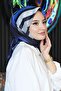 مخطط وشاح ناعم أزرق اللون قطن - 3