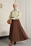 Elastic Waist Skirt - Brown - 5