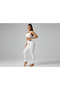White Ribbed High-Waisted Shaping Tights – Women's Sports & Daily Use - 3