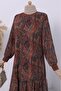 Ethnic Pattern Skirt with Segmented Lining Chiffon Dress -Brown - 6
