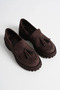 Women's Daily Bitter Brown Suede Loafer Shoes Tr10Ms03E - 2