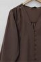 V-Neck Buttoned Long Back Shirt -Brown - 5