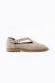 Vibe Women's Tape Detailed Genuine Leather Loafer Beige Suede