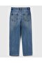 Boy's dark blue distressed button-up denim pants - 2