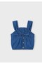 Girl's Denim T-Shirt with Ribbon Detail, Ages 2-10, Dark Blue - 3