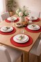 6 Red Placemats, 1 Basket / American Service / Coffee Presentation, Dinner Set / Stitched 32 cm - 2