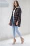 Women's Patterned Color-Block Flannel Oversized Wide-Fit Casual Pocketed Hooded Long-Length Shirt Jacket - 7