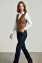 Carla Khaki Green Genuine Leather Crocodile Women's Vest - 4