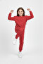 Basic Pocketed Girls-Boys Transitional Piece Children's Tracksuit Set M00776 Pomegranate Flower - 4