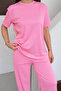 Women's Modal Fabric Short Sleeve Tracksuit Set 1098 Pink - 3