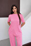 Women's Modal Fabric Short Sleeve Tracksuit Set 1098 Pink - 4