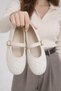 Tweed Fabric Buckled Mary Janes Women's Comfortable Ballet Flats Flat Sole Classic Shoes
