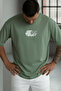 Men's Light Green Earth Oversize Fit Loose Wide Fit Loose Cut T-Shirt