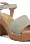 Women Suede High Block Sandals in Beige - 5
